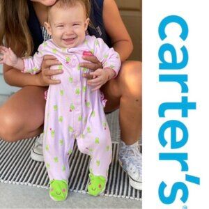 Carter's Just One You | Pink Ruffle Baby Froggie Sleep N' Play | Size 3 Months